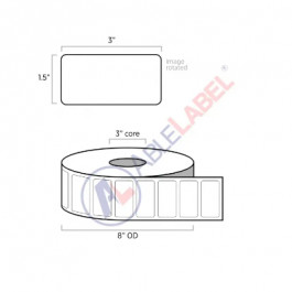 3 X 1.5 Thermal Transfer Label White 4000/rl Por 3" Core 8" Od