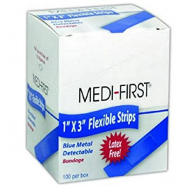 MP68033 1 Inch X 3 Inch Blue Metal Detectable Woven Bandage, 100 Each/Box