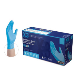 XX NX3 Medium Navy Blue Ammex X3 Industrial 3 Mil Nitrile Glove, 100 Each/B