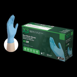 X348100 X-Large Blue Ammex X3 3 Mil Nitrile Glove, 100 Each/Box, Case/10 Bo