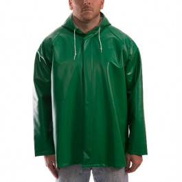 J41108 Small Green Safetyflex Flame-Resistant Polyester Rain Jacket With Ho