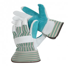 64057530 Large Green Shoulder Split Leather Palm Gloves With Canvas Back &