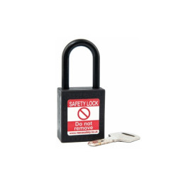 1-1/2" Black Non-conductive Plastic Shackle Lock Keyed Alike, 6 Locks/set