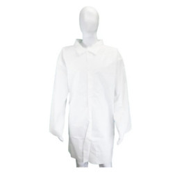 MPLCLG Large  White Microporous Disposable Lab Coat With 4-snap Front & Col