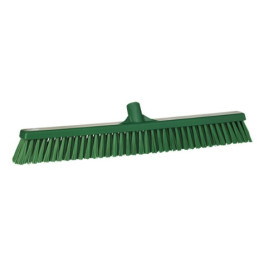 Vikan 24" Green Push Broom Head With Flagged / Unflagged Bristles, One Each